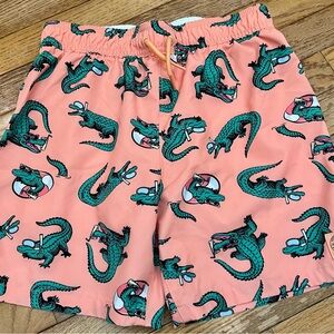abercrombie kids Coral Swim Shorts with Teal Alligator Print 111/12